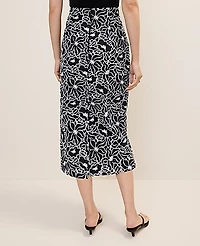 Ann Taylor Petite Embroidered Column Midi Skirt Size 16 Black Women's