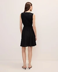 Ann Taylor Petite Belted Crew Neck Flare Dress Women's