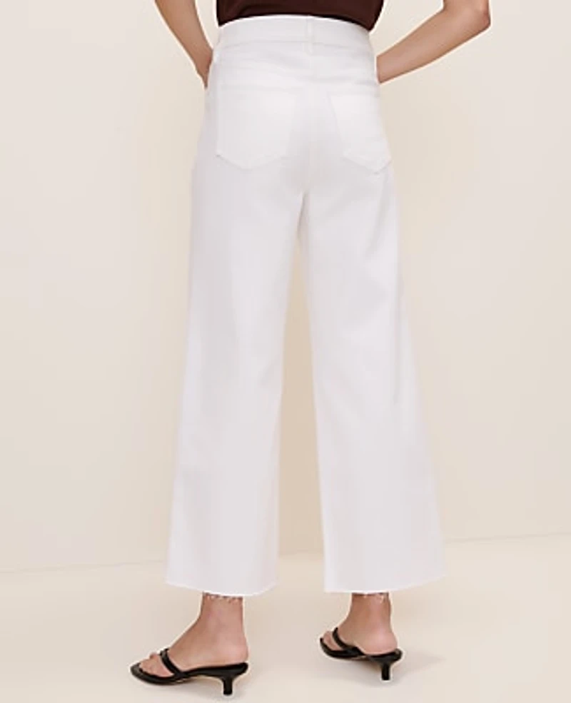 Ann Taylor The Petite Wide-Leg Crop Jean — Curvy Fit White Women's
