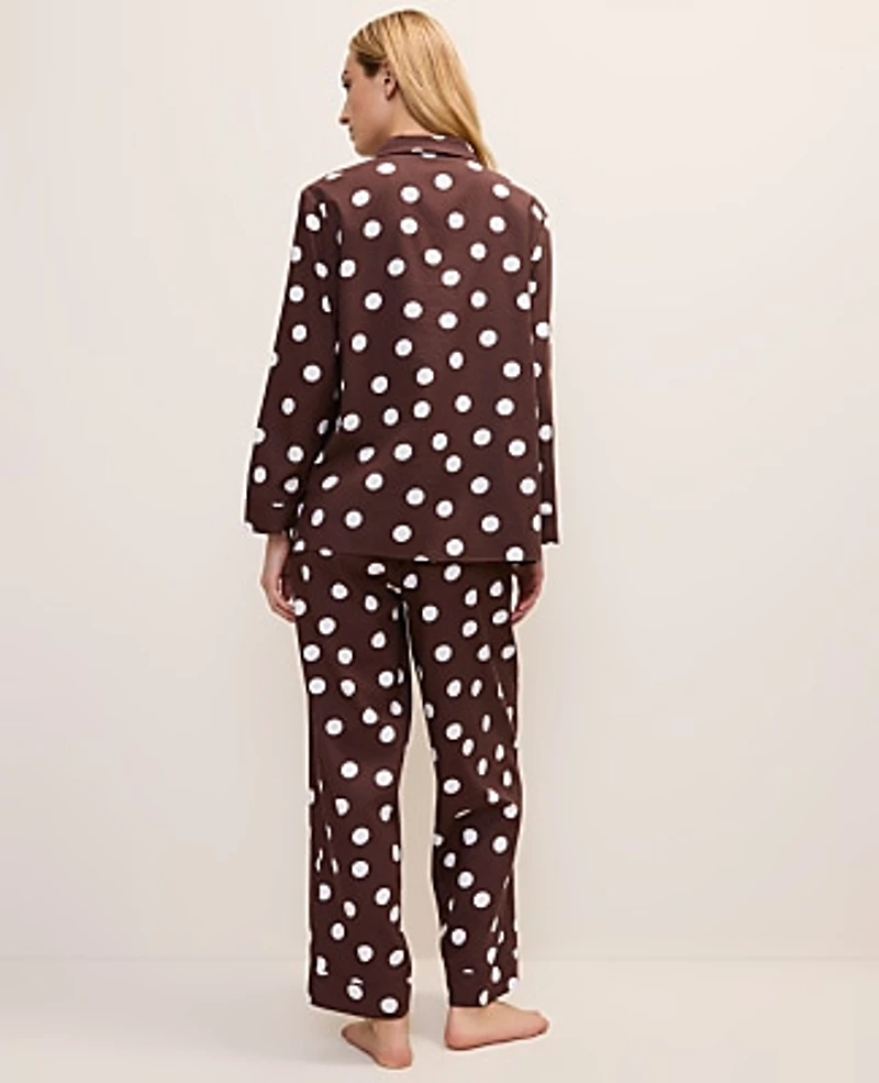 Ann Taylor Polka Dot Pajama Set Rich Walnut Women's