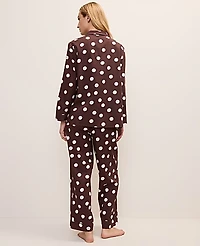 Ann Taylor Polka Dot Pajama Set Rich Walnut Women's