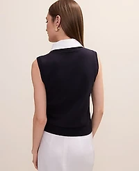Ann Taylor Collared Sweater Vest Night Sky Women's
