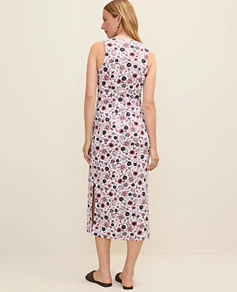 Ann Taylor Weekend Floral Tie Waist Sheath Dress Night Sky Women's