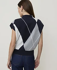 Ann Taylor Argyle Jacquard Sweater Shell Top Night Sky Women's