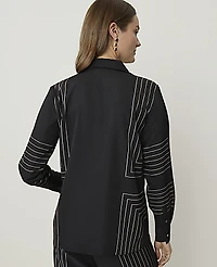 Ann Taylor Petite Geo Print Modern Shirt Black Women's