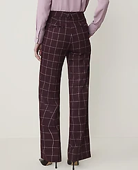 Ann Taylor The High Rise Straight Pant Windowpane Burgundy Women's