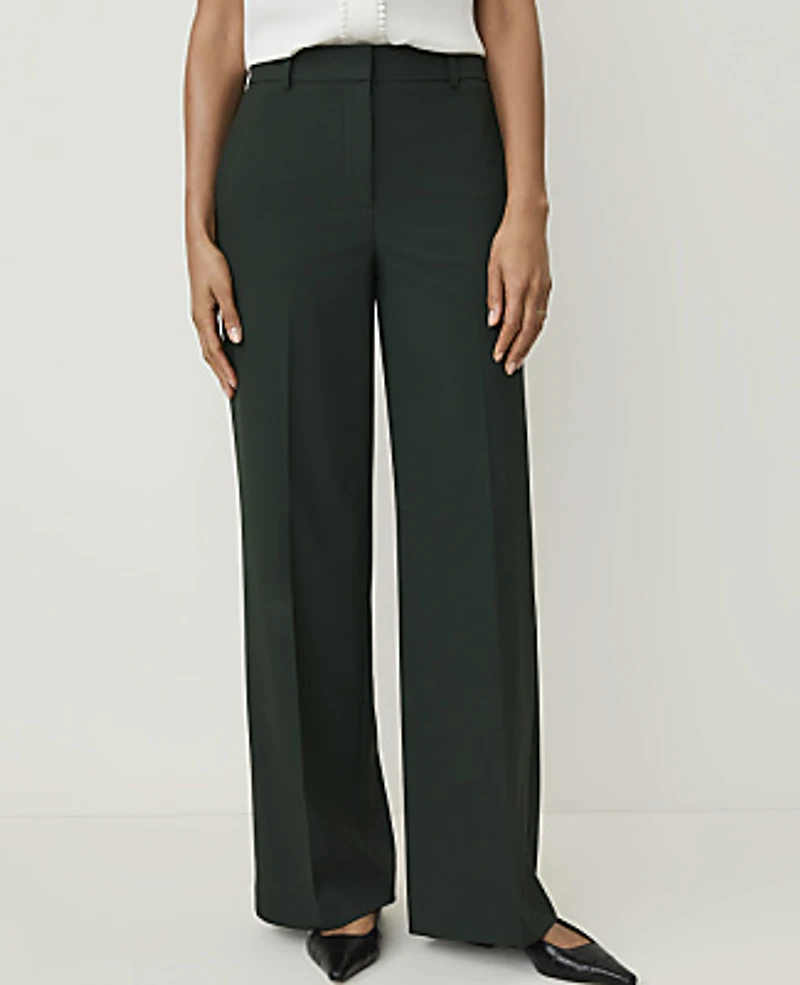 Ann Taylor The Wide-Leg Pant Seasonless Stretch Dark Forest Green Women's