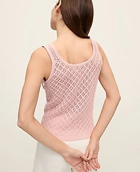 Ann Taylor Petite Sequin Pointelle Sweater Tank Top Rose Veil Women's
