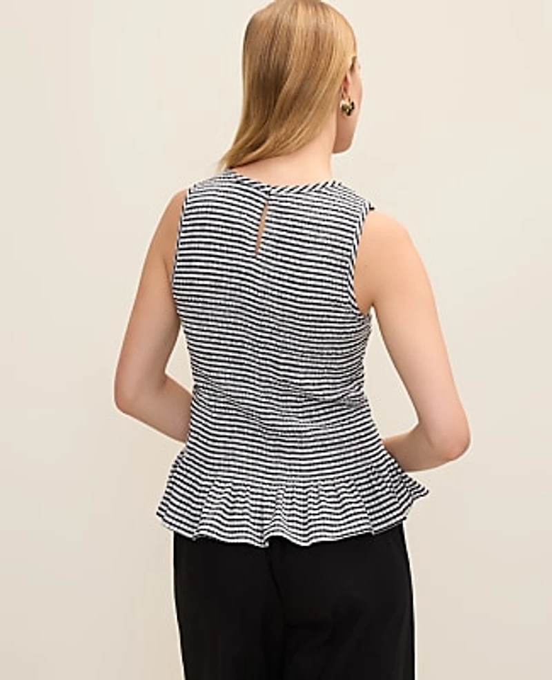 Ann Taylor Petite Gingham Smocked Peplum Tank Top Women's