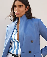 Ann Taylor The Petite Tailored Blazer in Linen Blend Size 8 Ocean Oasis Women's