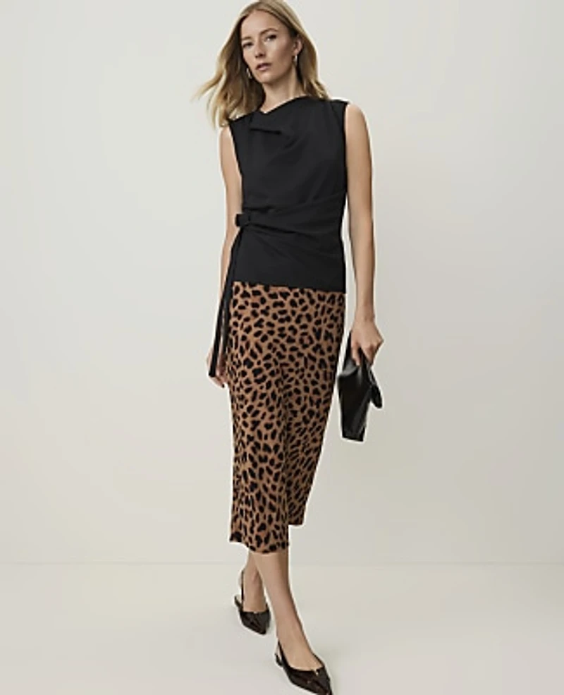 Ann Taylor Cowl Neck Tie Waist Top Women's