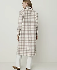 Ann Taylor Plaid Double Breasted Coat Sea Pearl Women's