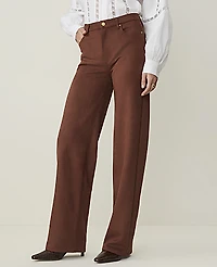 Ann Taylor Weekend Faux Suede Straight Pant Stallion Brown Women's