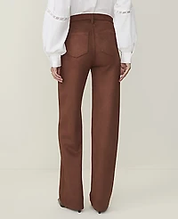 Ann Taylor Weekend Faux Suede Straight Pant Stallion Brown Women's