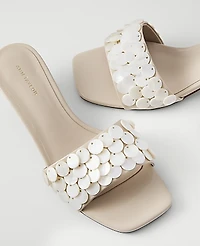Ann Taylor Patent Paillette Kitten Heel Sandal Ivory Women's