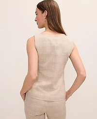 Ann Taylor The Square Neck Tailored Vest Plaid Mixed Level Neutral Women's