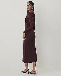 Ann Taylor Dotted Shirred Midi Dress Purest Plum Women's