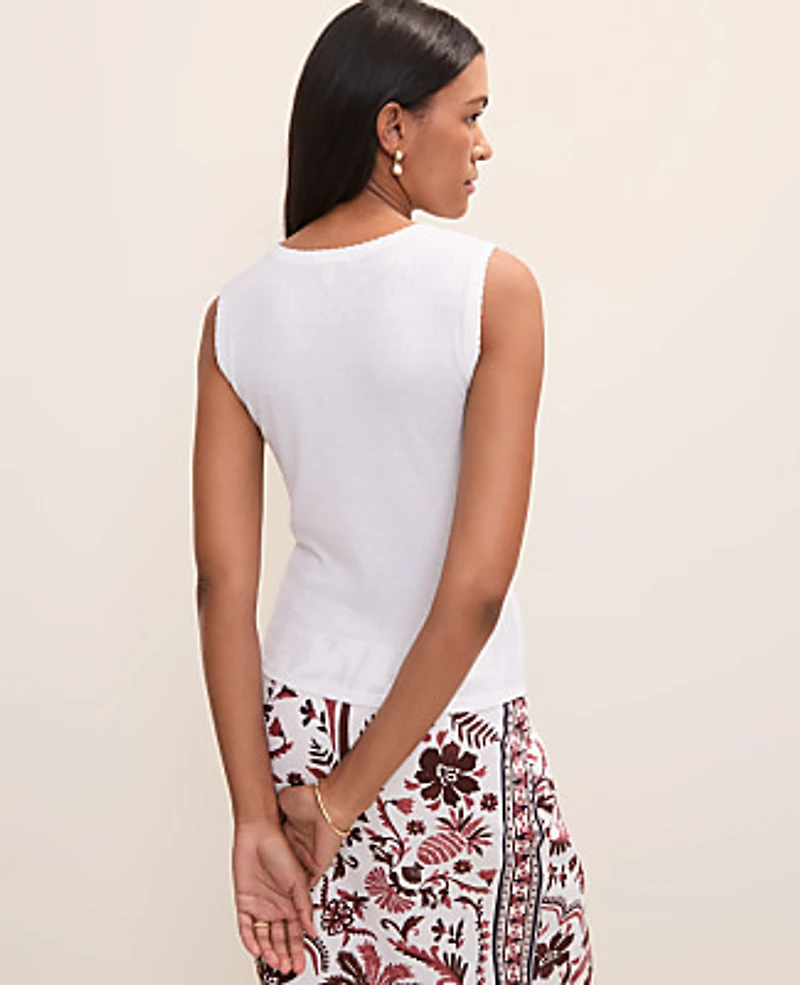 Ann Taylor Weekend Pointelle Tank Top Size 2XL White Women's