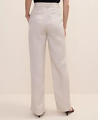 Ann Taylor The Pleated Straight Pant Linen Blend Natural Flax Women's
