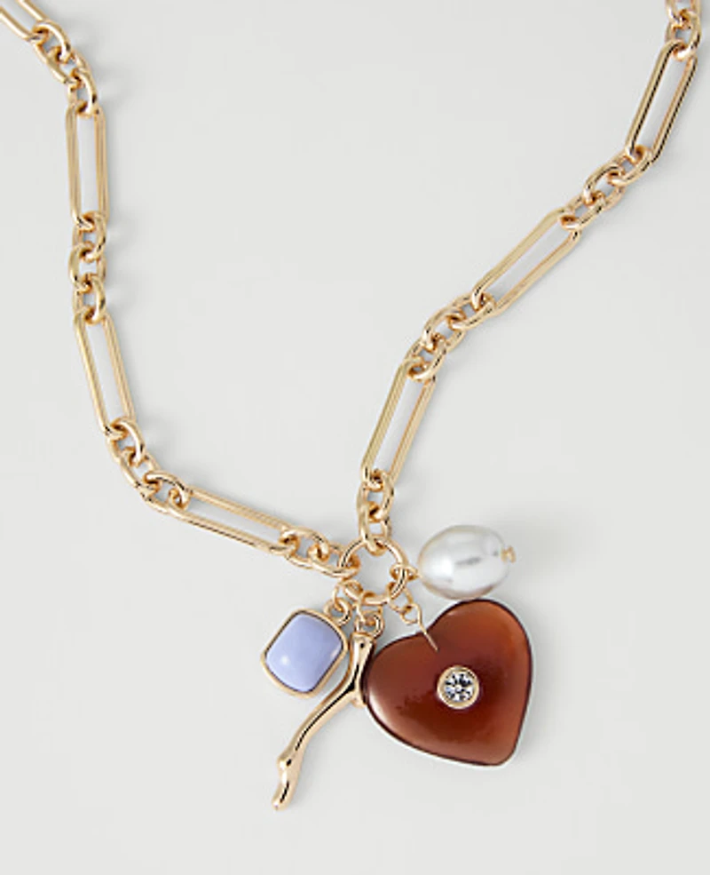Ann Taylor Pendant Charm Necklace Goldtone Women's