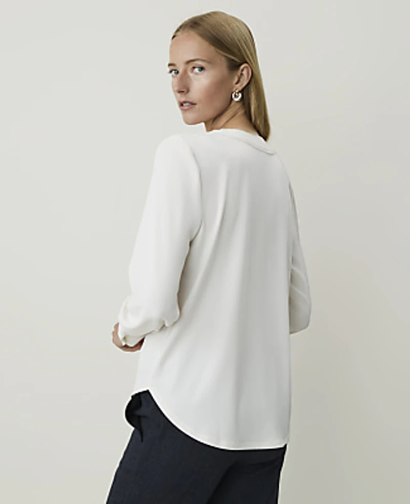Ann Taylor Lace Trim Top Winter White Women's