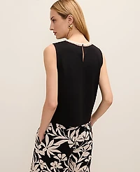 Ann Taylor Braid Trim Ponte Top Black Women's