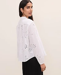 Ann Taylor Petite Eyelet V-Neck Popover Top White 9000 Women's