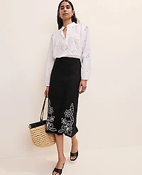Ann Taylor Petite Eyelet V-Neck Popover Top White 9000 Women's