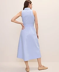 Ann Taylor Striped Collared Halter Midi Dress Vista Blue Women's