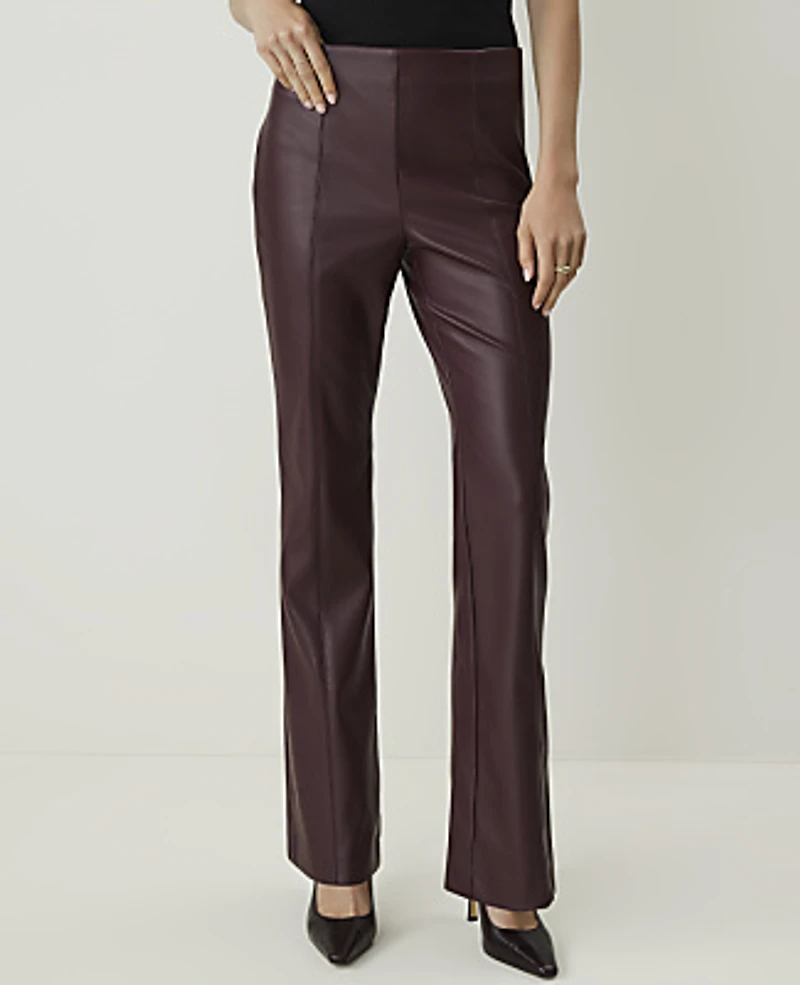 Ann Taylor The Modern Trouser Faux Leather Bold Bordeaux Women's