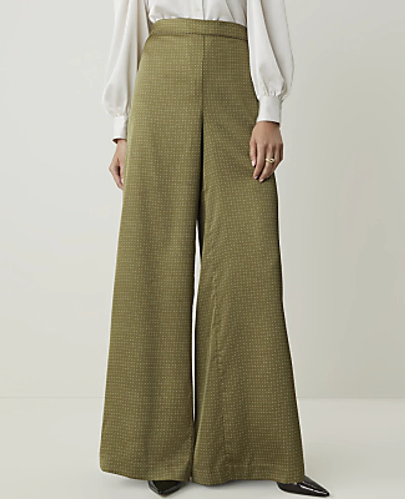 Ann Taylor The Statement Palazzo Pant Satin Green Women's