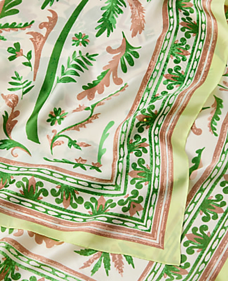Ann Taylor Palm Print Silk Scarf Garden Muse Women's
