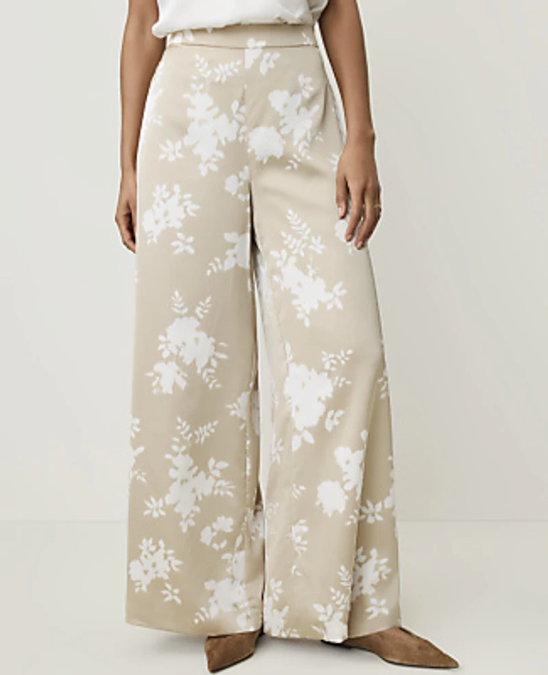 Ann Taylor The Floral Statement Palazzo Pant Winter White Women's
