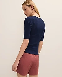 Ann Taylor Pointelle Henley T-Shirt Women's