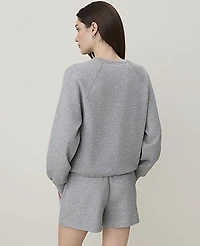 Ann Taylor Drawstring Crew Neck Sweatshirt CloudPlush Heather Women's