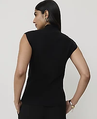 Ann Taylor Ribbed Mock Neck Shell Top Women's