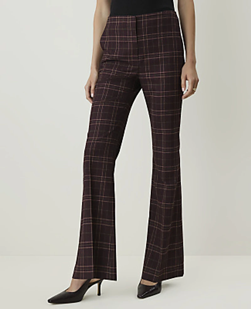 Ann Taylor The Petite Modern Trouser Plaid Deep Plum Multi Women's