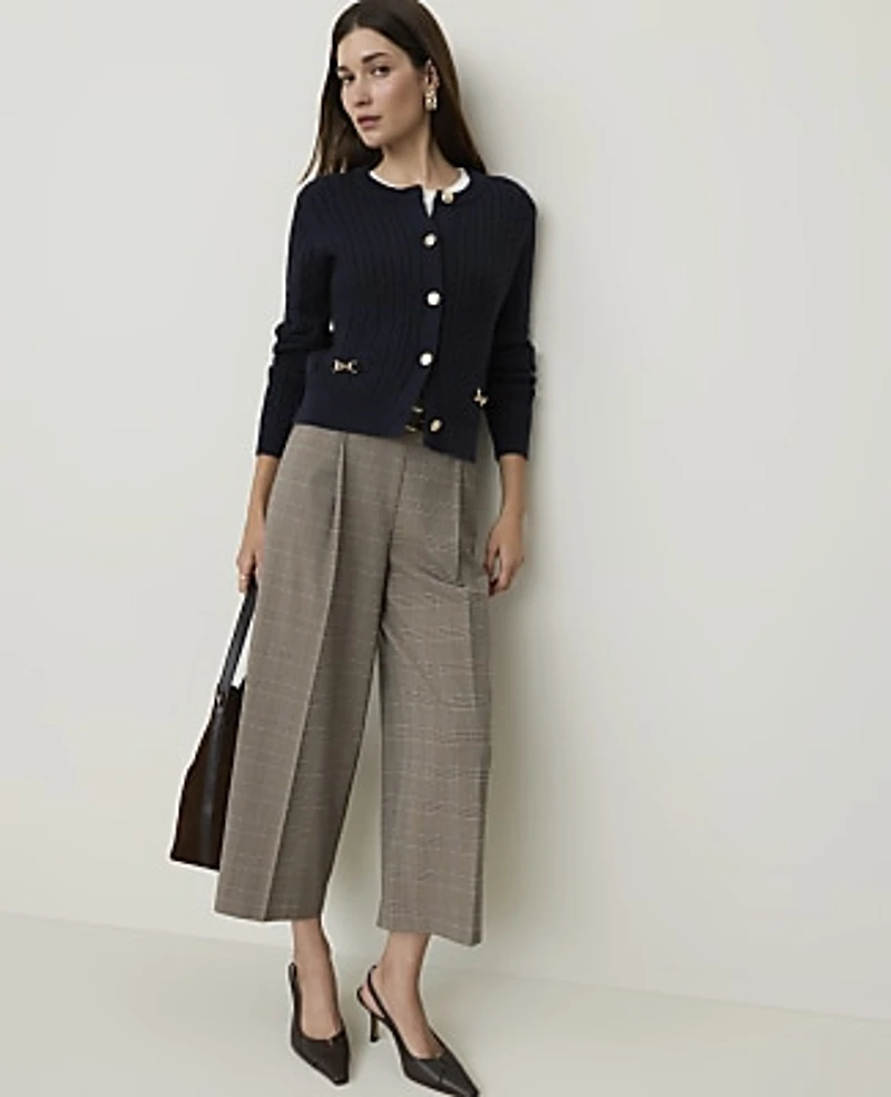 Ann Taylor Horsebit Cable Cardigan Women's