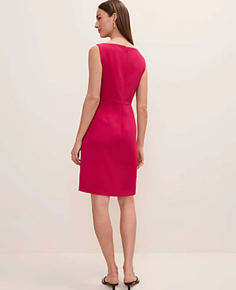 Ann Taylor The Petite Boatneck Dress Fluid Crepe Granita Women's