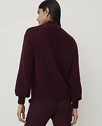 Ann Taylor Floral Jacquard Mock Neck Sweater Purest Plum Women's