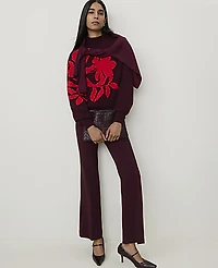 Ann Taylor Floral Jacquard Mock Neck Sweater Purest Plum Women's