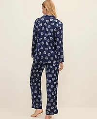 Ann Taylor Shell Print Pajama Set Pure Sapphire Women's