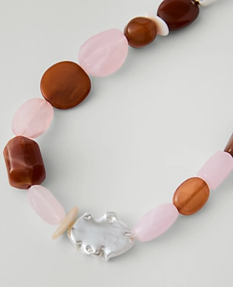 Ann Taylor Mixed Stone Statement Necklace PASTEL PINK Women's