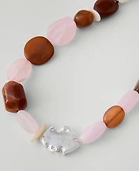Ann Taylor Mixed Stone Statement Necklace PASTEL PINK Women's