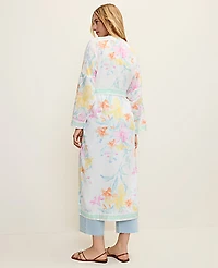 Ann Taylor Floral Belted Kimono White Women's