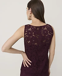 Ann Taylor Sleeveless Lace Top Poised Plum Women's