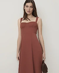 Ann Taylor Petite Corset Midi Dress Amber Noir Women's
