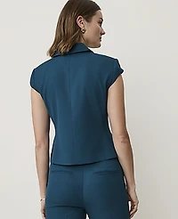 Ann Taylor The Petite Short Double Breasted Vest Deep Forest Pine Women's