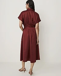 Ann Taylor Petite Collared Midi Shirtdress Rich Merlot Women's