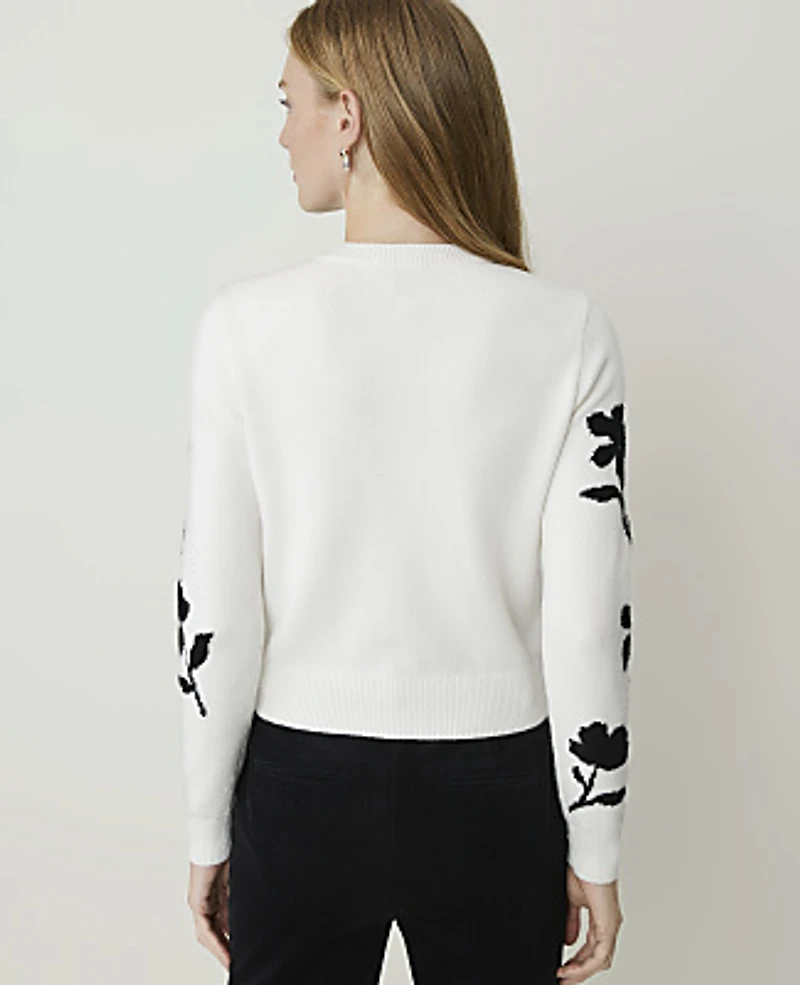 Ann Taylor Floral Jacquard Cardigan Winter White Women's